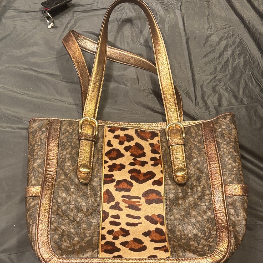 Michael Kors Stylish Brown and Gold Women's Tote Bag